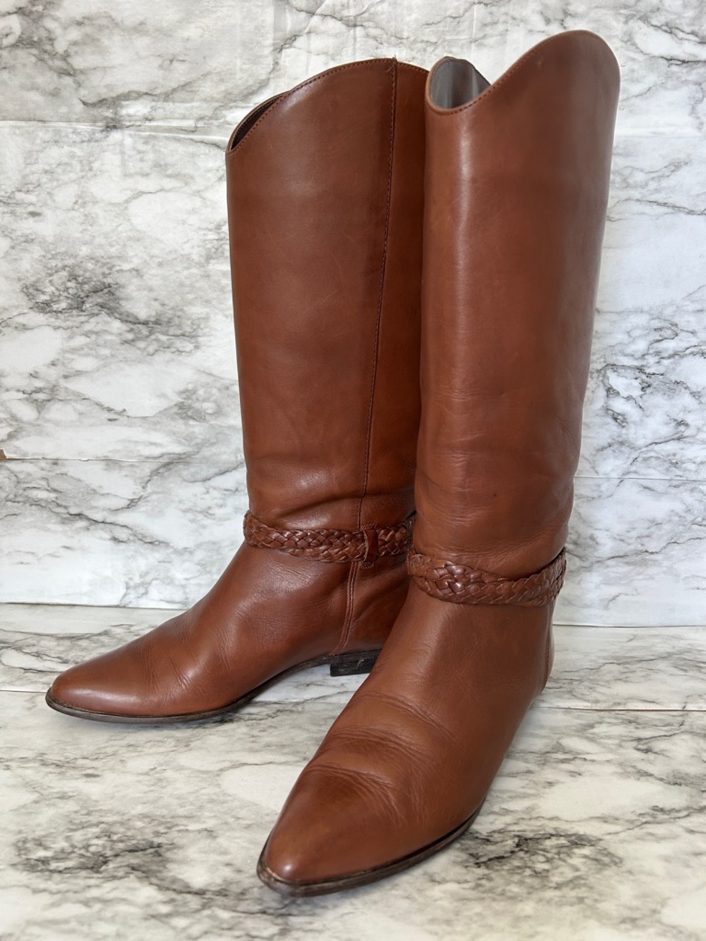 Scruples | women’s size 7.5 Tall riding Boots vintage leather Made in Brazil